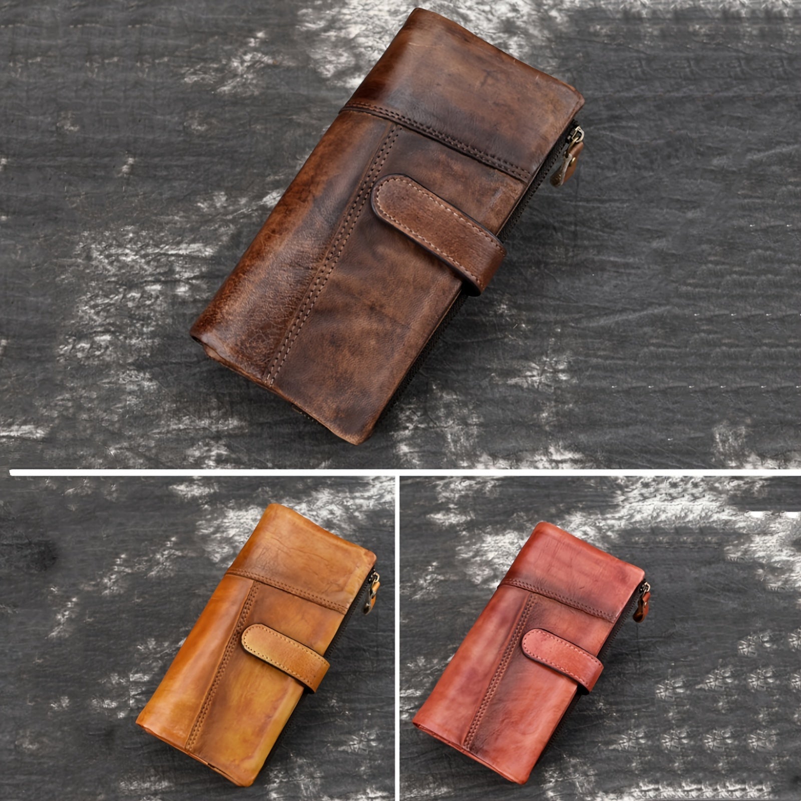 BD™ | The Ardcliff | Vintage Trifold Leather Wallet with Zip Closure
