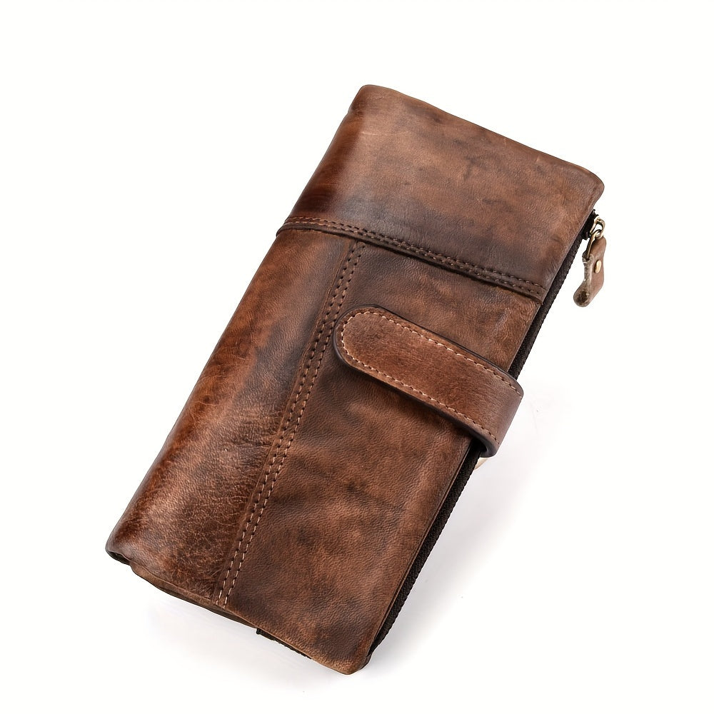 BD™ | The Ardcliff | Vintage Trifold Leather Wallet with Zip Closure