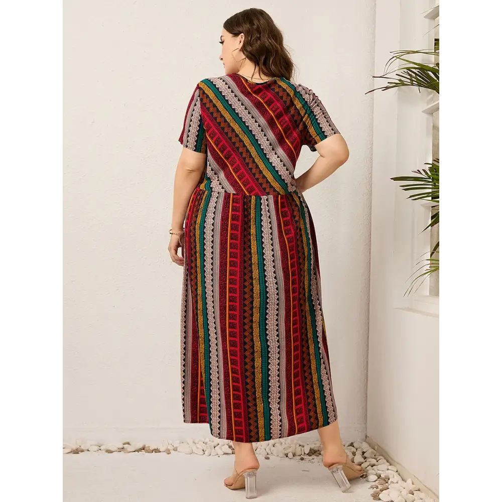 Plus Size Striped Summer Dress - Cotton Linen Blend