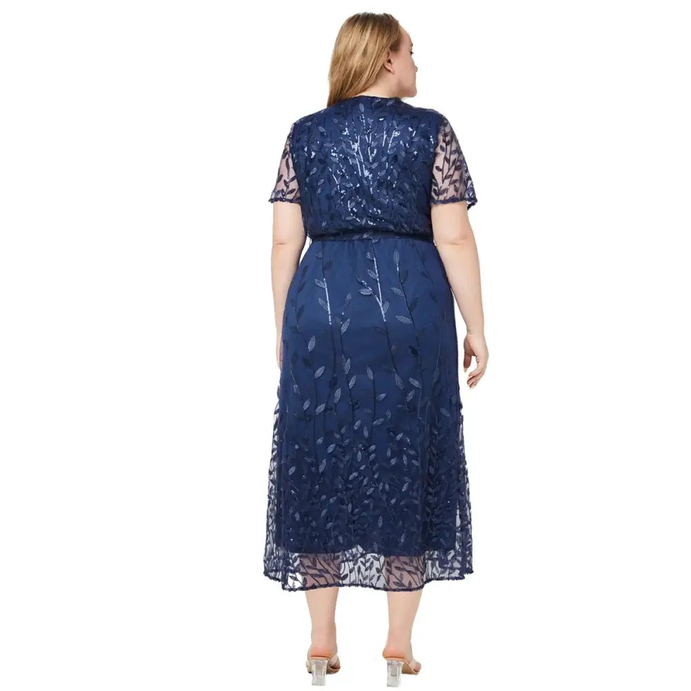 Plus Size Beaded Bridesmaid Dress - V-Neck A-Line Formal Gown