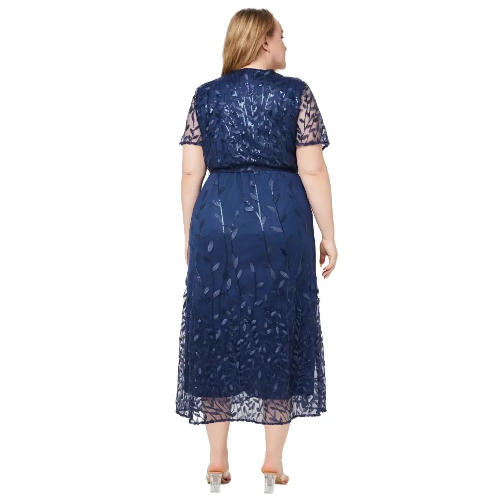 Plus Size Beaded Bridesmaid Dress - V-Neck A-Line Formal Gown