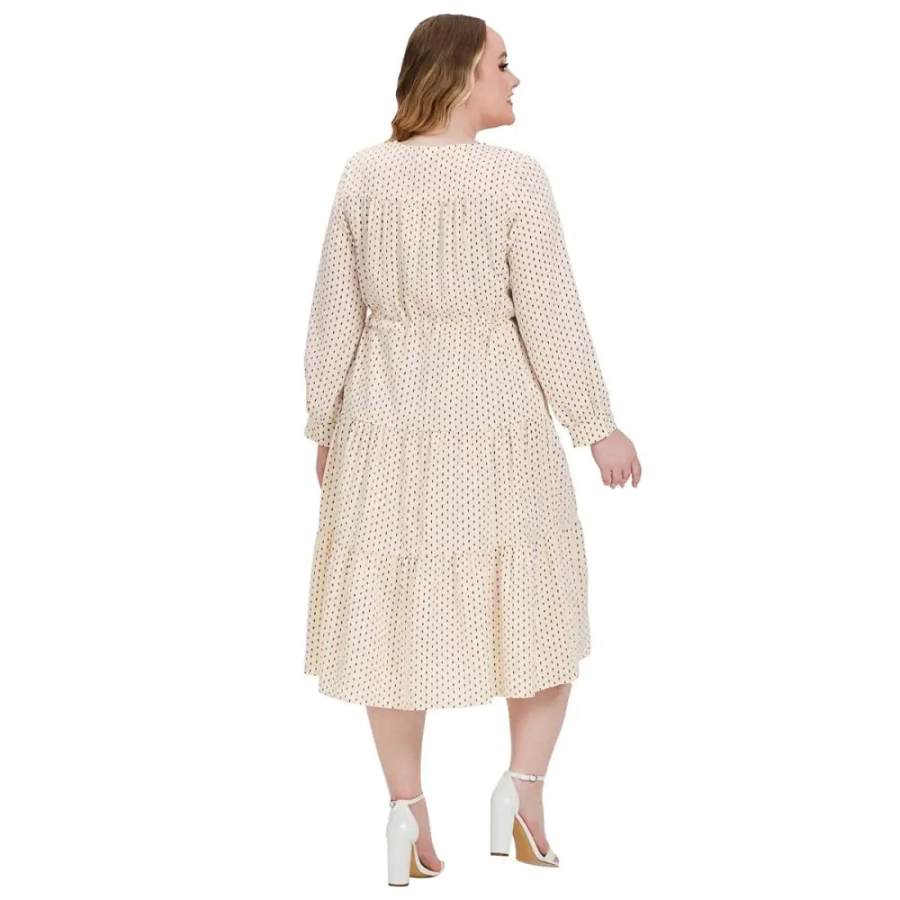 Plus Size Solid Maxi Dress - Long Sleeve V-Neck