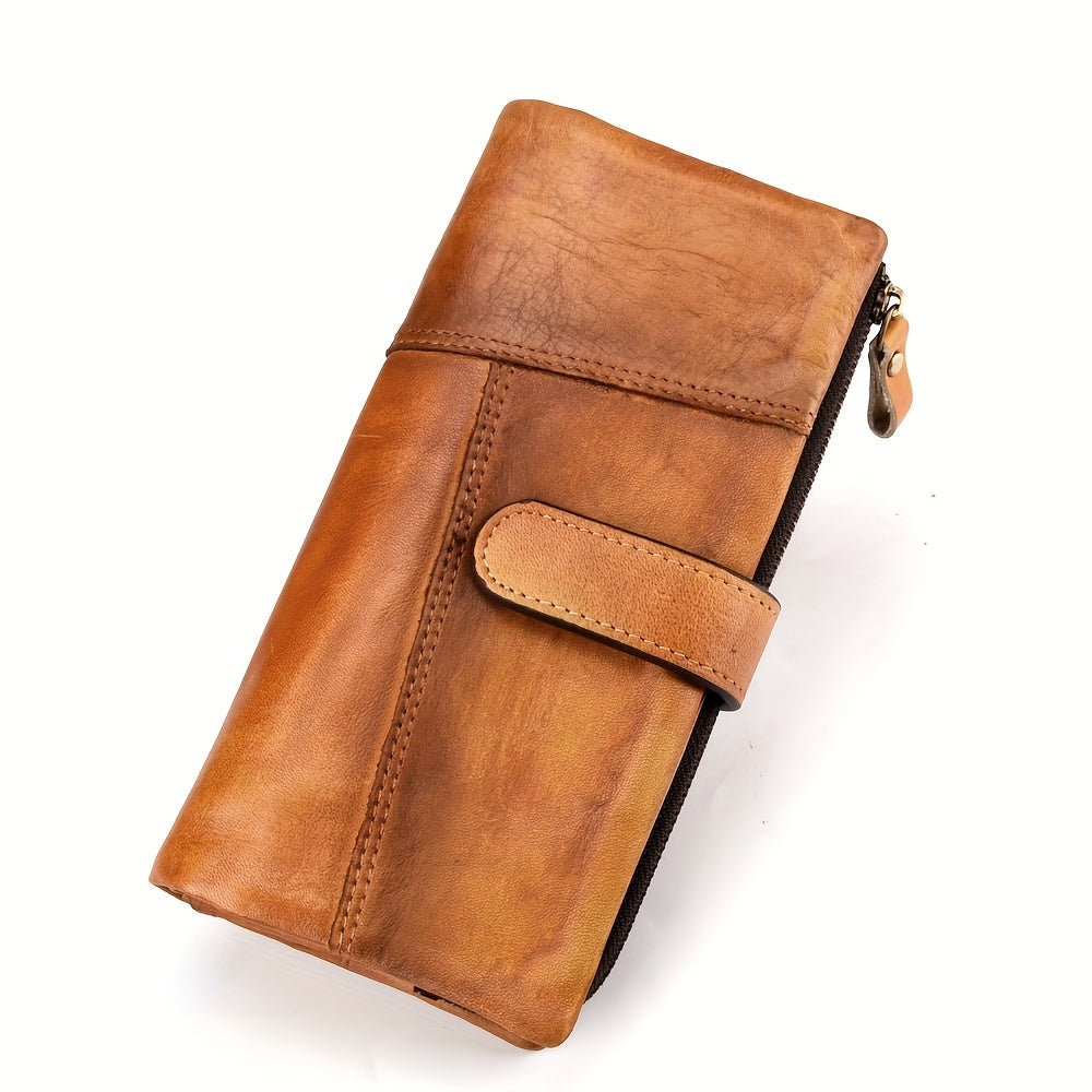 BD™ | The Ardcliff | Vintage Trifold Leather Wallet with Zip Closure