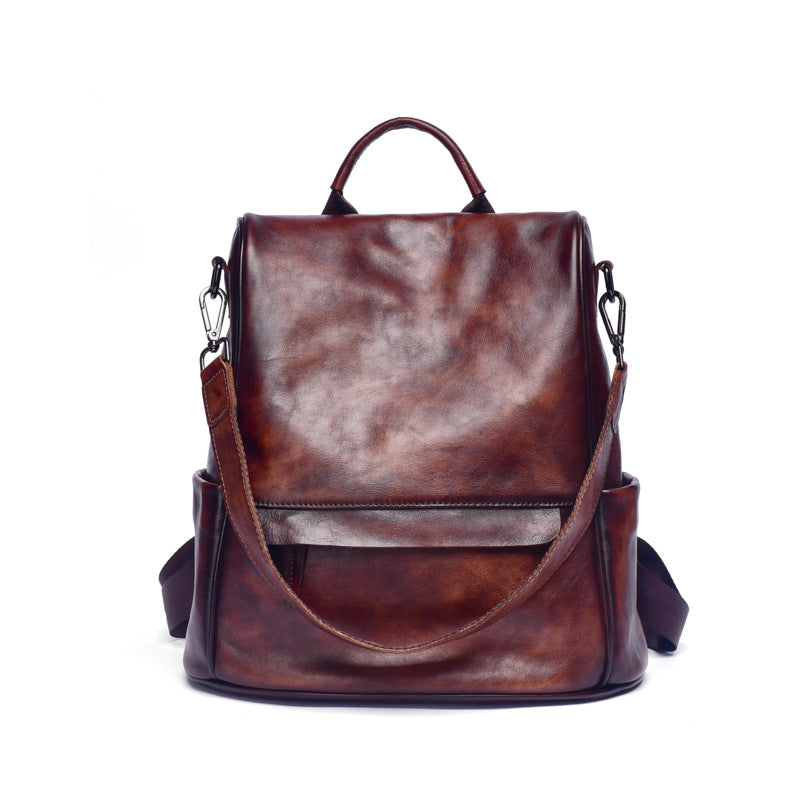 BD™ | The Carri | Vintage Cowhide Leather Backpack with Anti-Theft Closure