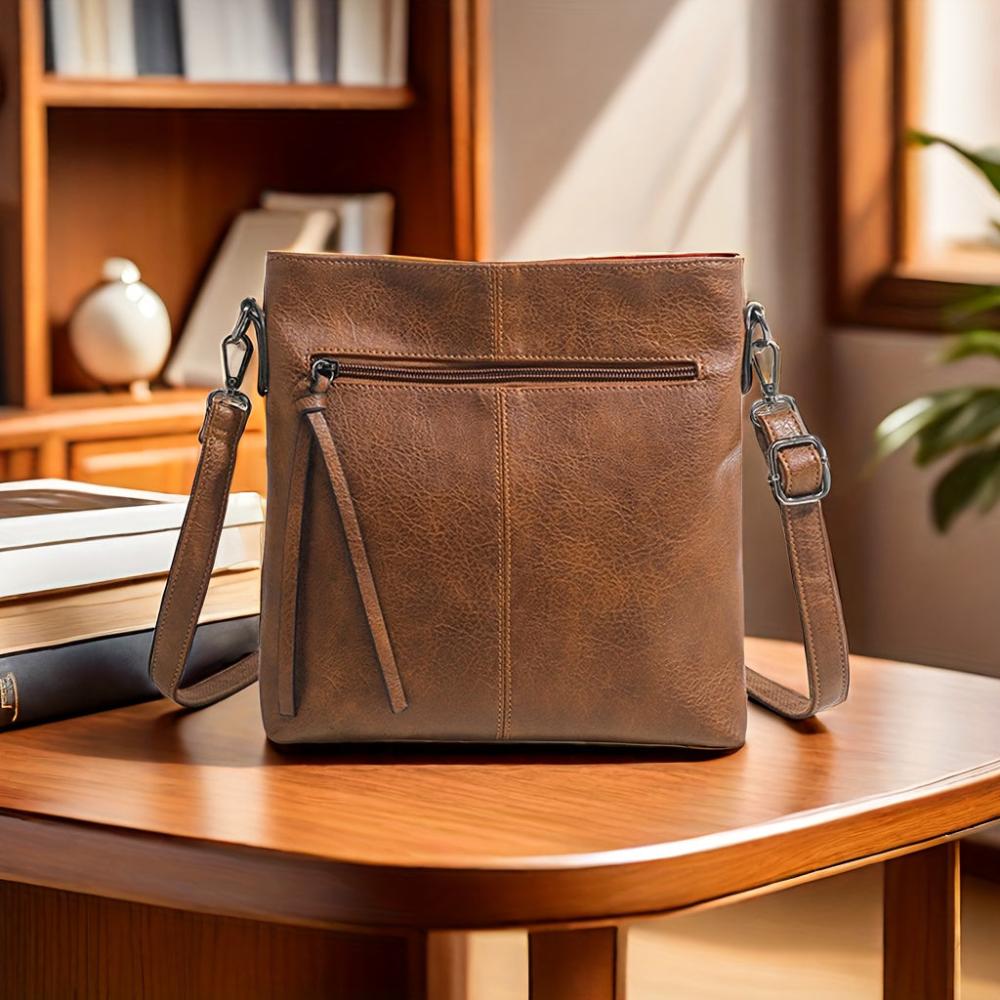 BD™ | The Lena | Square Vintage Crossbody Bag with Zipper Closure
