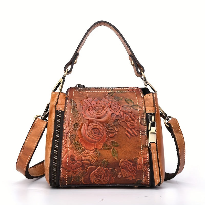 BD™ | The Gemma | Artisan Leather Crossbody with Floral Embossing