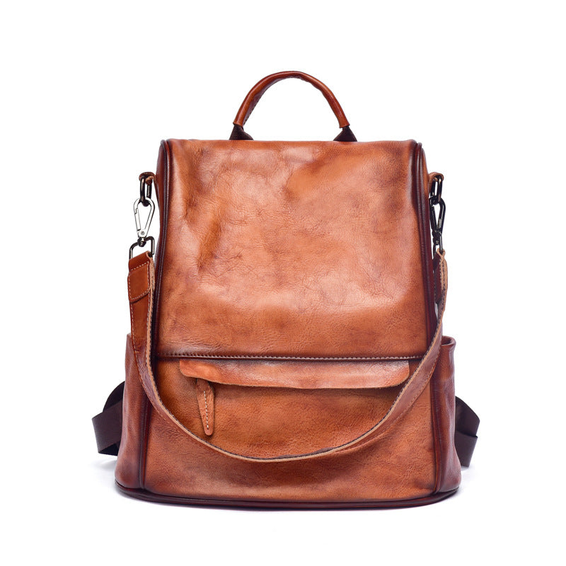 BD™ | The Carri | Vintage Cowhide Leather Backpack with Anti-Theft Closure