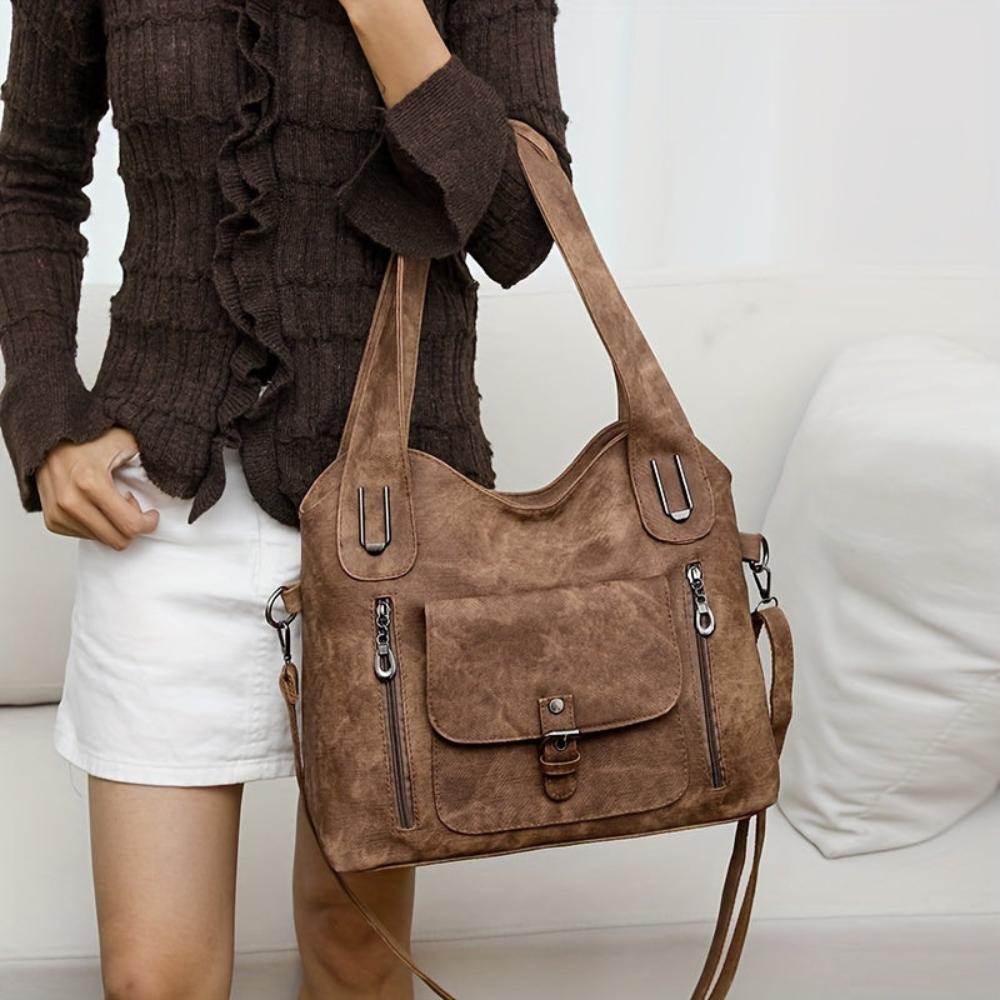 BD™ | The Elise | Vintage-Inspired Shoulder Bag with Front Buckle Pocket